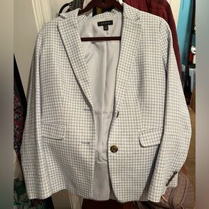 Ann Taylor Blue and White Plaid Blazer